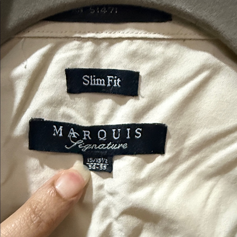 Marquise Men's Long Sleeve Dress Shirt in Light Cream - Picture 2 of 6